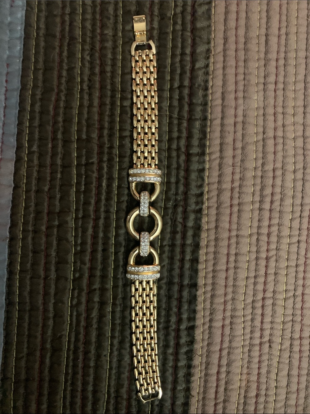 Gold Tone Link Bracelet with Pavé Accents